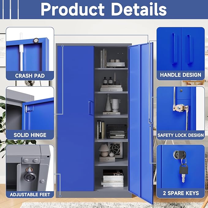 Metal Garage Storage Cabinet, Lockable Metal Cabinet