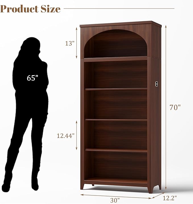 Dystler 5-Tier Arched Bookshelf