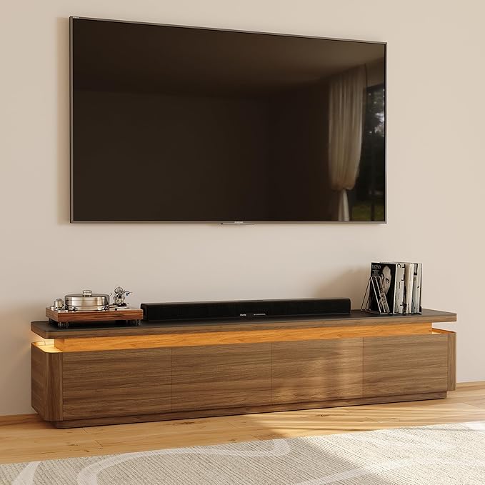 POVISON Fully Assembled 79" Mid-Century Modern TV Stand