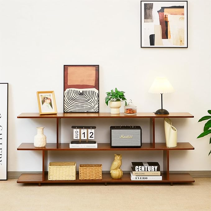 Bamboo TV Stand for TVs up to 65", 3 Tier Accent Entertainment Center