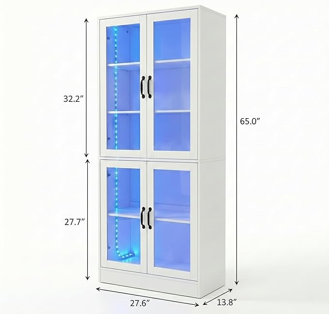 holzart Modern White 5-Tier Display Cabinet