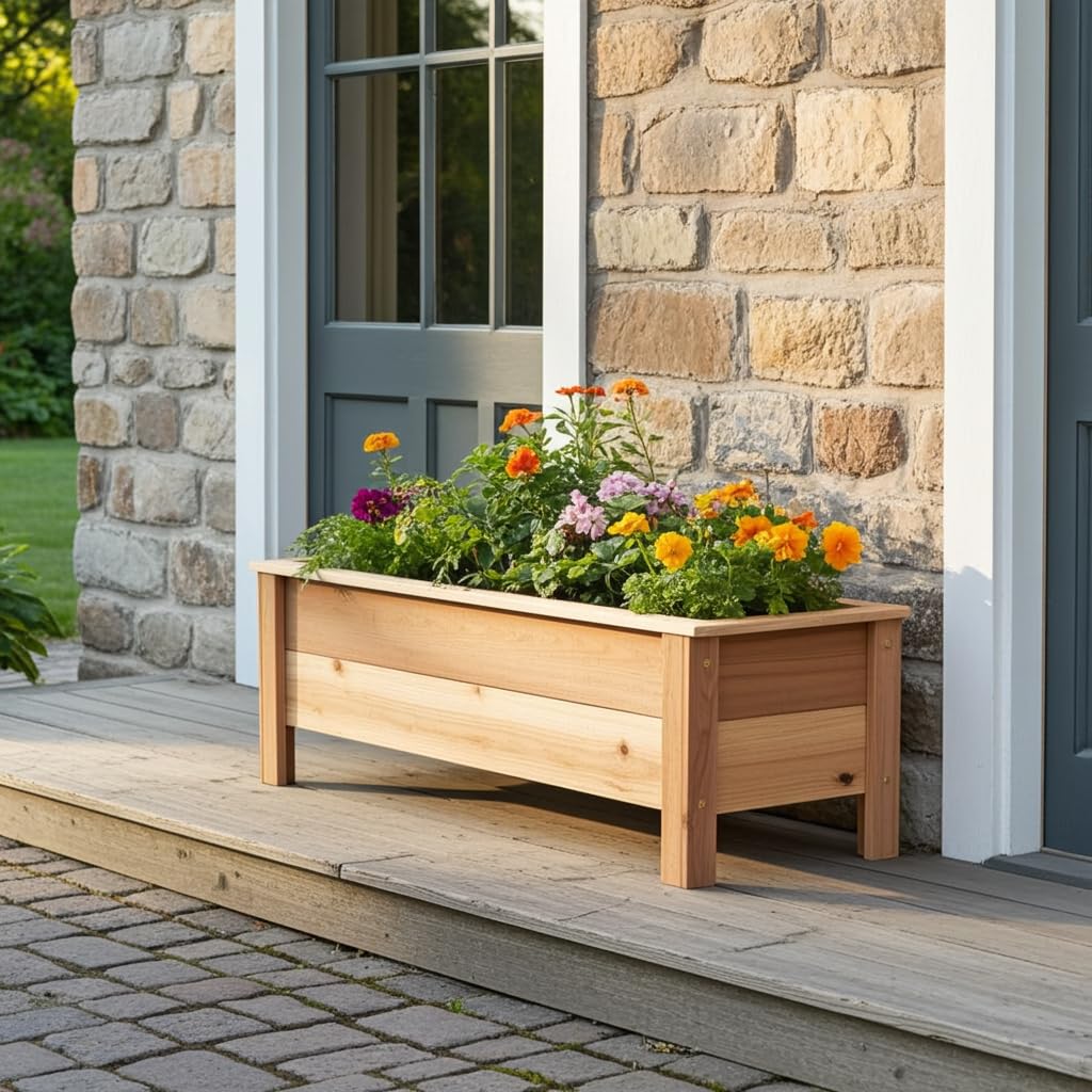 Cedar Raised Garden Bed Planter Box with Legs – Heavy Duty Outdoor Wooden Planter for Vegetables & Flowers, No Bending Elevated Design, Custom Size, Handmade in USA (18in x 15.5in x 16in)