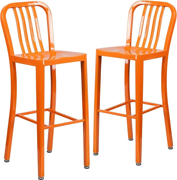 Flash Furniture Commercial Grade 30" High Orange Metal Indoor-Outdoor Barstool