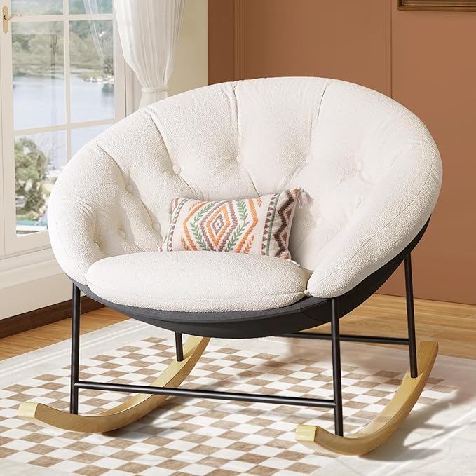 Kidirect Wide Rocking Chair Nursery, Comfy Saucer Nursery Rocking Chairs
