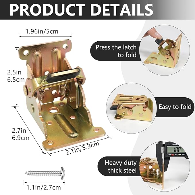 4 Pack Folding Brackets, Self-Lock Hinge