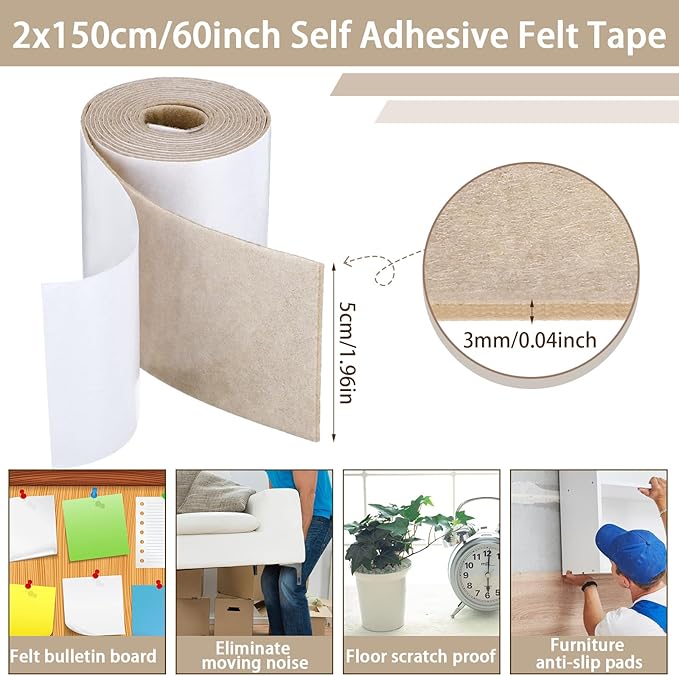 Shappy 2 Packs 120 x 2 x 0.04 Inch Felt Strips