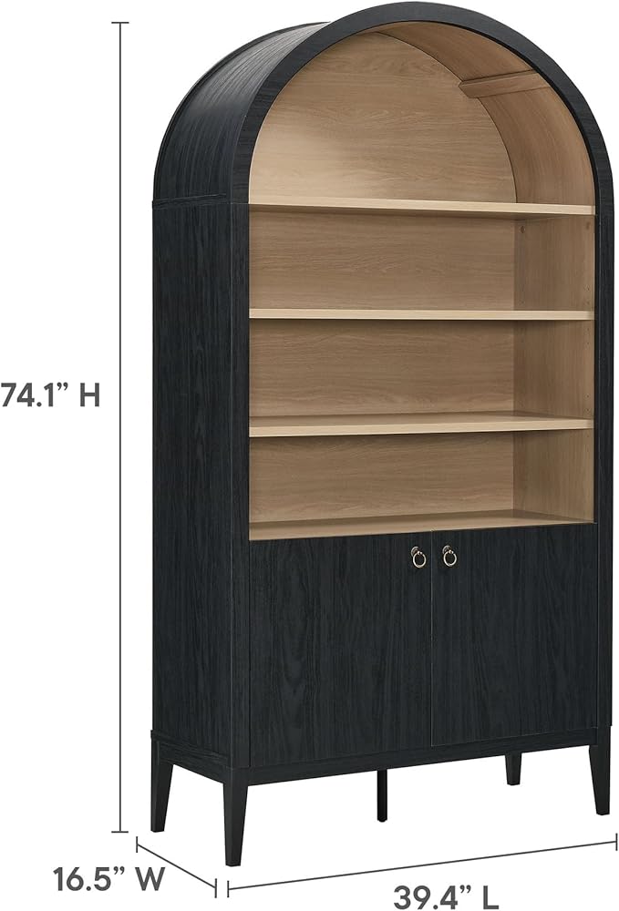 Modway Nolan Tall Arched Storage Display Cabinet in Black