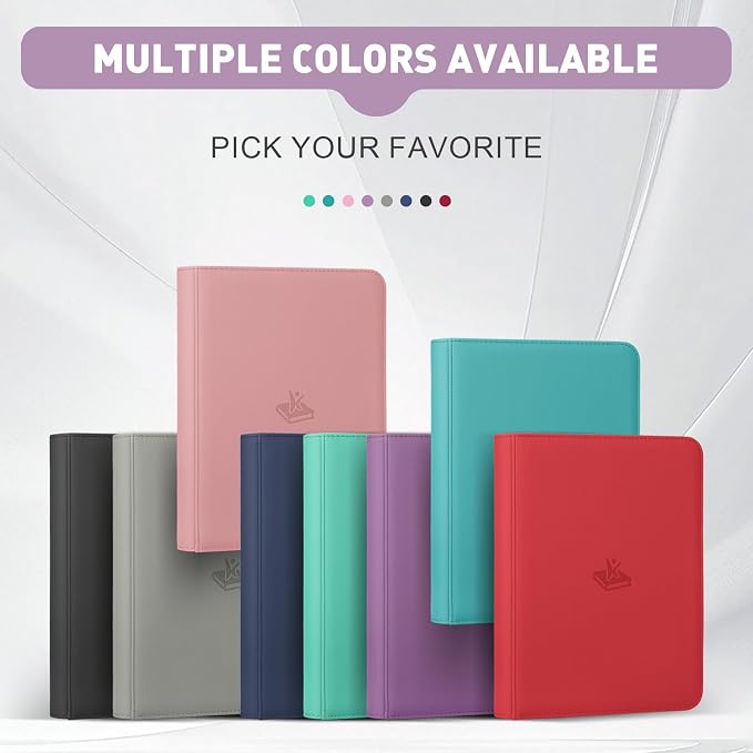 Trading Card Binder 9 Pocket, 360 Pockets Double-Sided Card Album, Premium PU Leather Zipper Card Holder for MTG, TCG, Sports & Game Cards, Must-Have for Collectors（Purple）