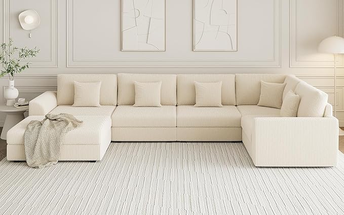 146" Modular Sectional Sofa, Oversized U Shaped, Convertible Sleeper Sofa