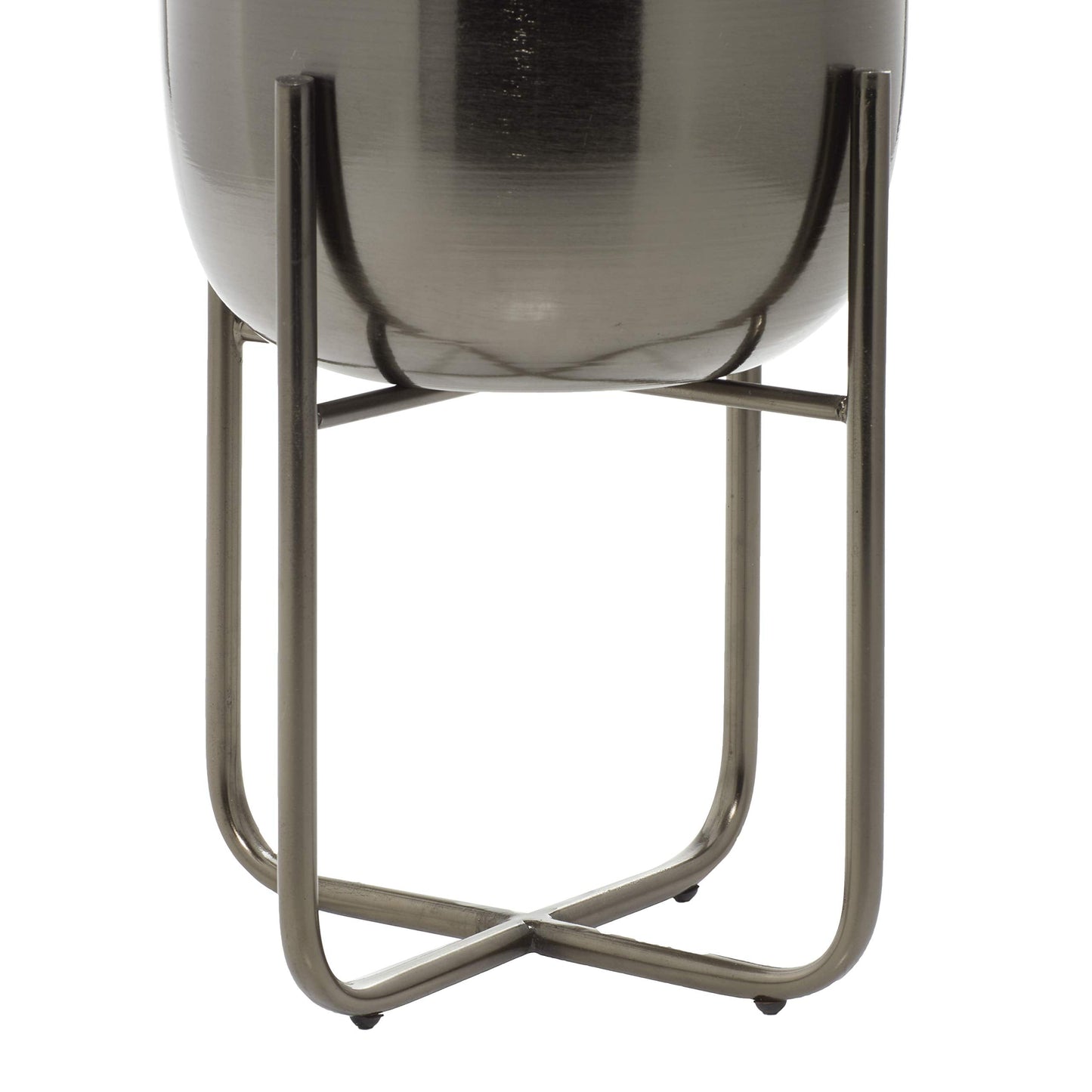 Deco 79 Metal Round Planter with Removable Stand, Set of 2 16", 13"H, Black