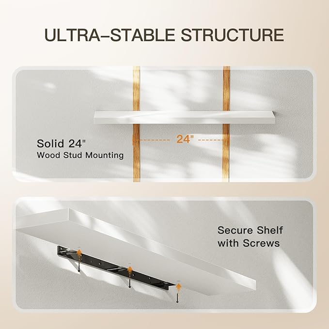 AMADA HOMEFURNISHING Floating Shelves Wall Mounted, 47 x 8 Inch Wall Shelves