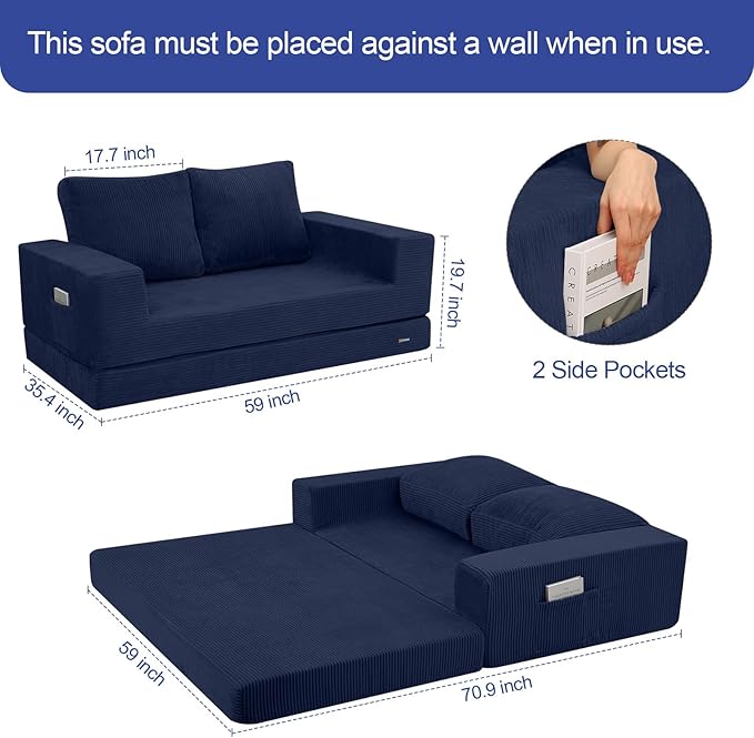COMAX Convertible Sofa Bed Queen, Folding Fold Out Couch Bed, Floor Futon Couch