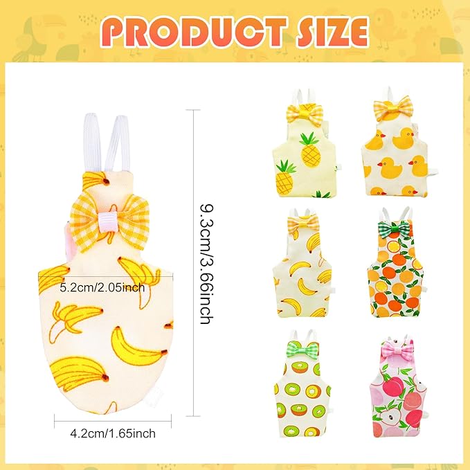 6 Pcs Bird Diapers FAURAPMNG Parrot Nappy Flight Suit Reusable Cockatiel Clothes with Elastic Back Rope Waterproof Inner Layer Washable Diaper Pants for Parakeets, Budgies, Mini Macaws, Quaker Parrots