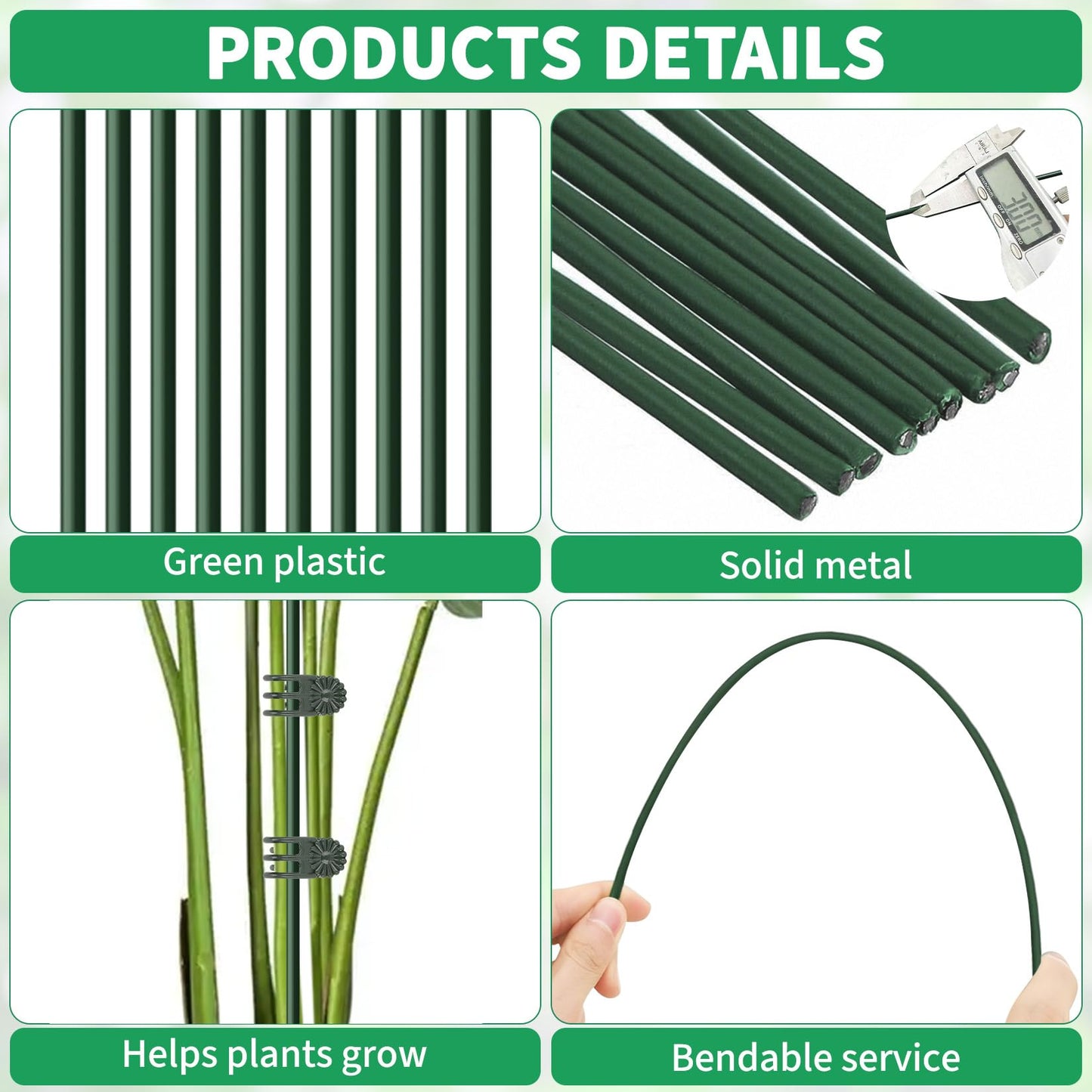 20pcs 15.7" Plant Stakes with 30pcs Clips, Bendable Orchid Stakes and Clips Set Support Tall for Indoor/Outdoor Plants,Potted Plants,Single Stem Vines Flower Plant Support Sticks for Orchid Rose Peony