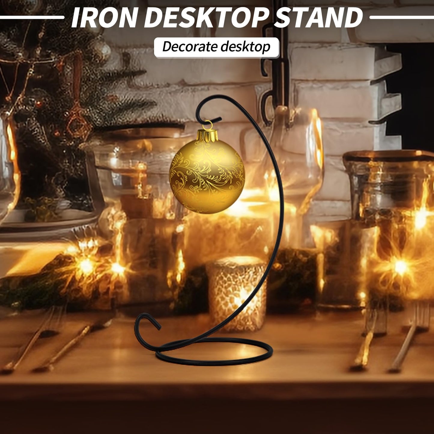 EOWCO 9 Inch Christmas Ornament Display Stand, Black Iron Hanging Stand Rack Holder for Hanging Glass Globe Air Plant Terrarium, Witch Ball, Festivals Ornament and Home Office Party Decor(6pcs)