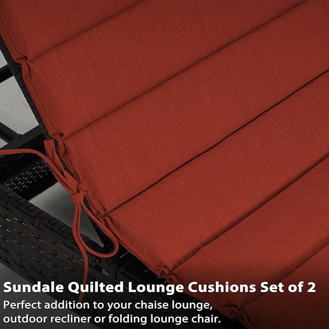 Sundale Outdoor Olefin Quilted Lounge Cushion Set of 4, Patio Foldable Chaise