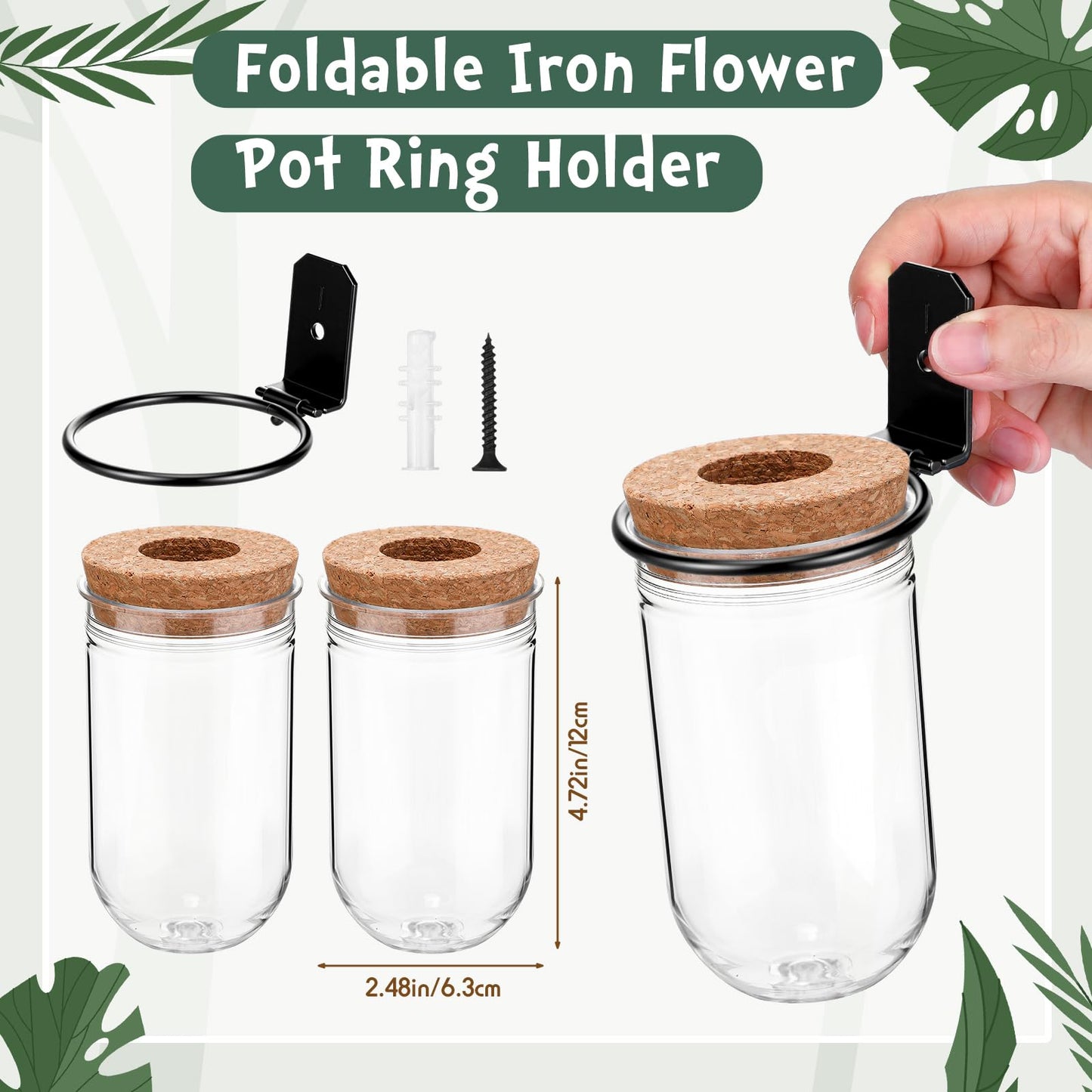 Baderke 6 Set Wall Plant Holder with Plastic Propagation Vases Hanging Planter Wall Mounted Set for Plants Growing in Water Hydroponic Artificial Plants Indoor Decor (2.48" X 4.72",Test Tube)