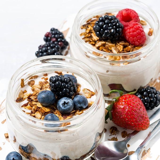 SHOWIN Overnight Oats Containers with Lids, 10oz Glass Jars with Lids 4 pcs, Milk White, Wide Mouth Mason jars for Salad, Yogurt, Snacks, Meal Prep