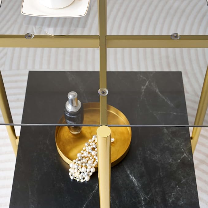 LumFurn Glass End Table, Mid-Century Modern Design Sofa Table,