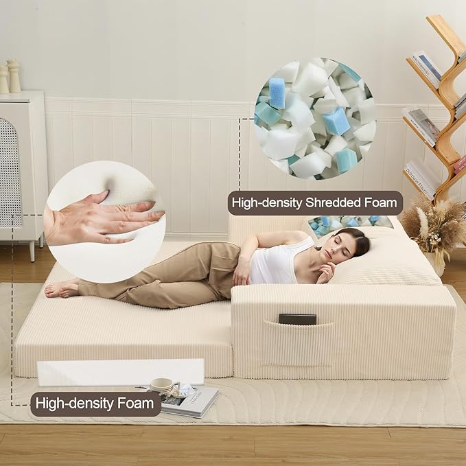COMAX Convertible Sofa Bed Queen, Folding Fold Out Couch Bed, Floor Futon Couch