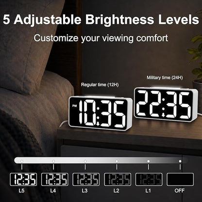 DreamSky Small Digital Alarm Clock with Night Light for Kids Bedroom | RGB Desk Clock with Large Numbers for Teens Boys, Brightness Dimmer, Adjustable Alarm Volume, USB Port, USB-C Adapter Powered