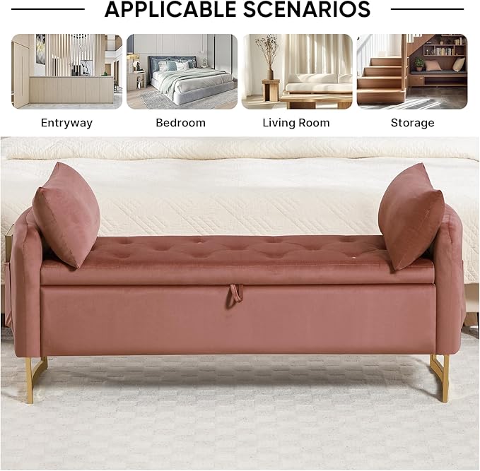 48" End of Bed Bench, Modern Storage Benches