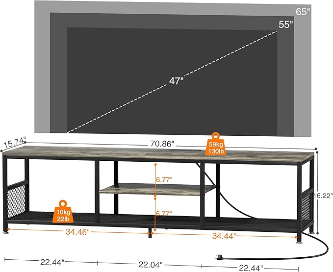 VECELO TV Stand with Power Outlets