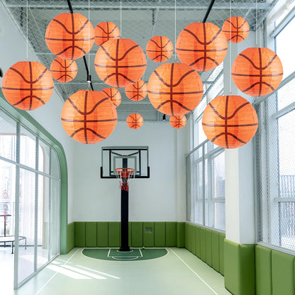 Easy Joy 8 Inch Basketball Party Decorations Basketball Lanterns Basketball Paper Lanterns Basketball Hanging Lanterns Creative Football Party Decorations