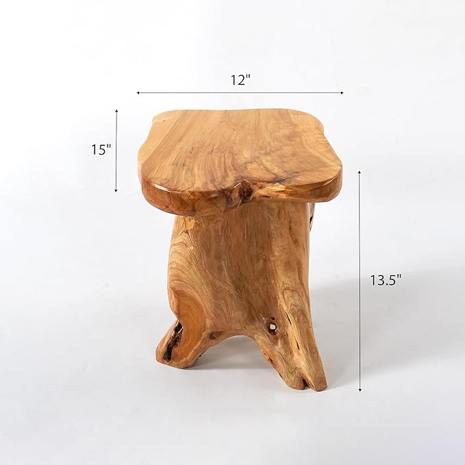 Greenage Cedar Roots Mushroom Accent Stool 12" x 15" x 13.5" Height Natural