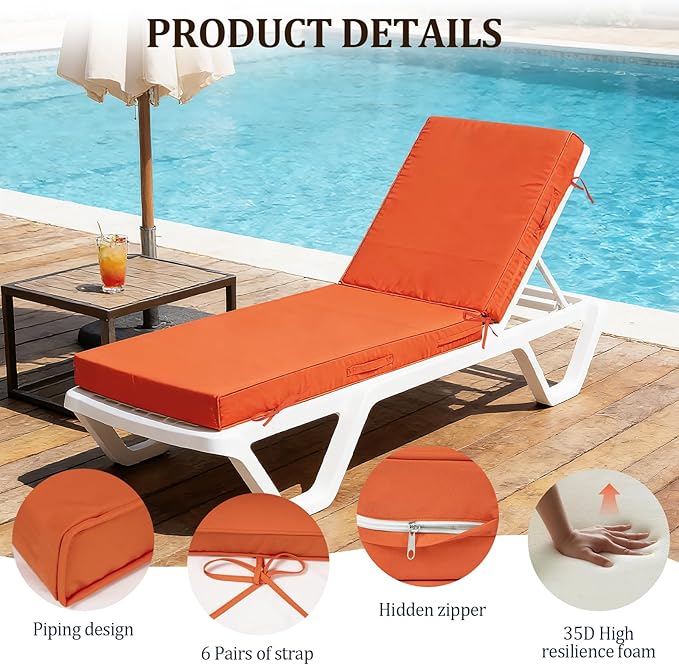 80x26x4in Lounge Cushions for Outdoor Furniture, Outdoor Lounge Chair Cushions