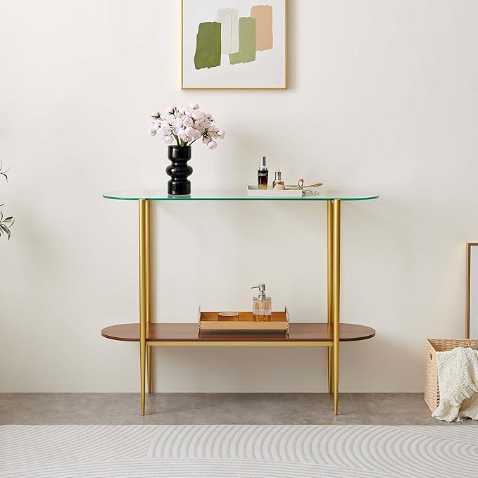 LumFurn Oval Glass Console Table