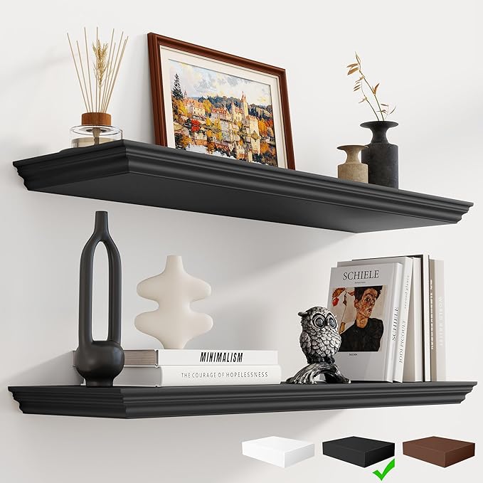 Fun Memories Floating Shelves 32 Inch Long, 9.3 Inch Deep Classic Crown Molding