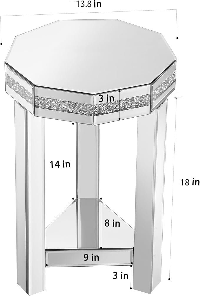 Mirrored Octagon End Table