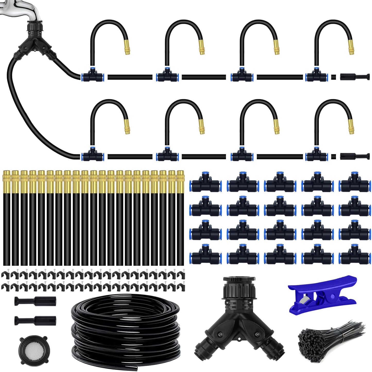 98.4Ft Drip Irrigation System, 360° Bendable Drip Irrigation Kit Automatic Irrigation System for Garden, Adjustable Garden Watering Misting System for Greenhouse, Yard, Lawn, Plant