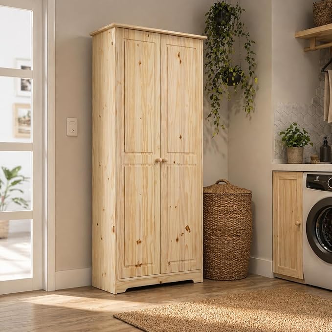 From the Tree Furniture Solid Pine Pantry Cabinet — 72" Tall Unfinished Kitchen