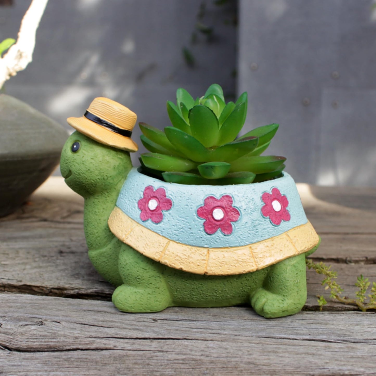 EOBTAIN Cute Turtle Planter for Indoor Plants Green Animal Garden Succulent Pots Unique Resin Cactus Pot with Drainage Hole Plant Containers Flowerpot for Home Office Desktop Decor Gifts for Women
