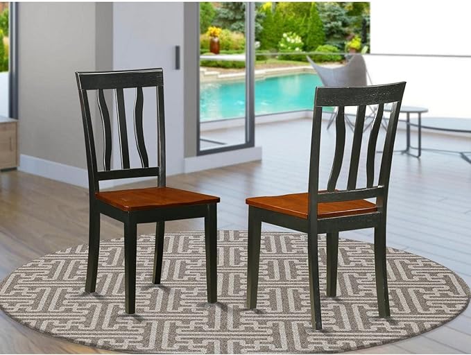 East West Furniture ANC-BLK-W Antique Kitchen Dining Chairs