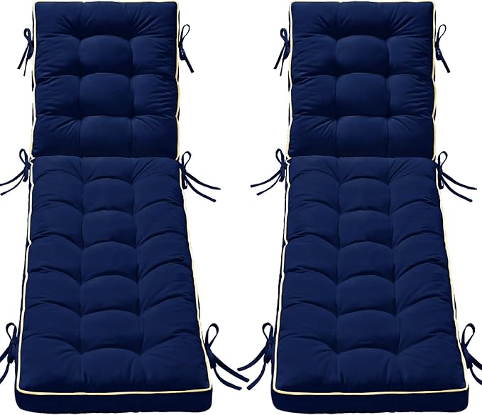 2 Pack 80x26 Inch Folding Chaise Lounge Cushion Quick Dry