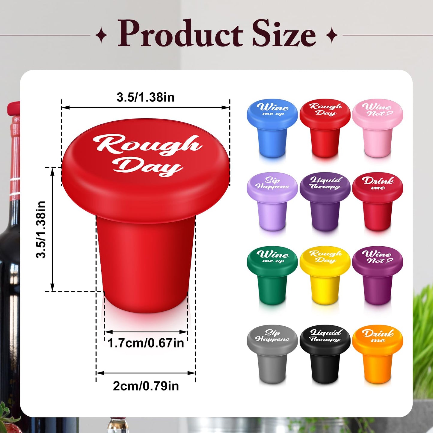Sintuff 12 Pieces Funny Silicone Wine Bottle Stoppers Reusable Beer Bottle Stopper Beverage Beer Champagne Wine Storage Keep Fresh Tools for Wine Bottles Supplies Gift