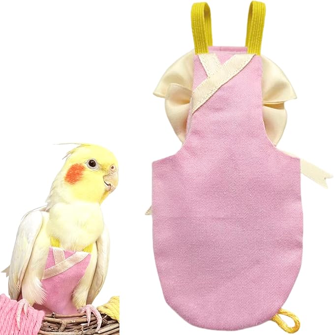 Bird Flight Suits Diapers, Parrot Flight Suits Diapers for Quaker Parakeets Cockatiels Conures Macaw African Grey, Bird Diaper, Parrot Clothes (Pink B,XS)