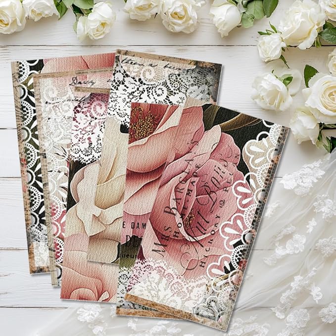 6 Sheets Roses Rub on Transfers
