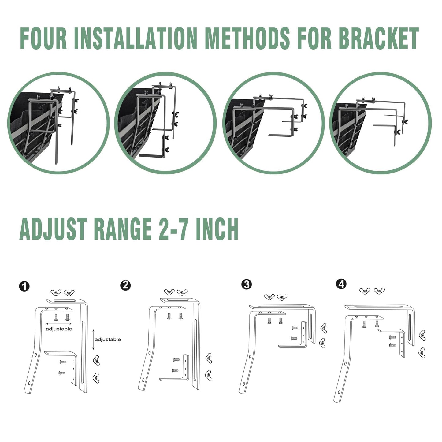 6 Pack 24 Inch Window Boxes Planter for Outdoor Plants Deck Railing Planters Box with Adjustable Brackets for Porch Fence Balcony Hanging Flower Baskets with Non-Woven Fabric Liner for Garden Decor