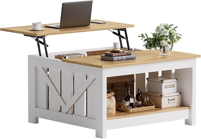 FABATO Lift Top Coffee Table, 31.5" Farmhouse Coffee Tables