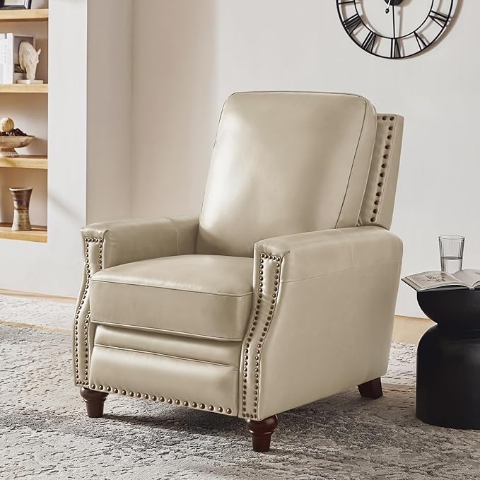HULALA HOME Genuine Leather Manual Recliner Chair