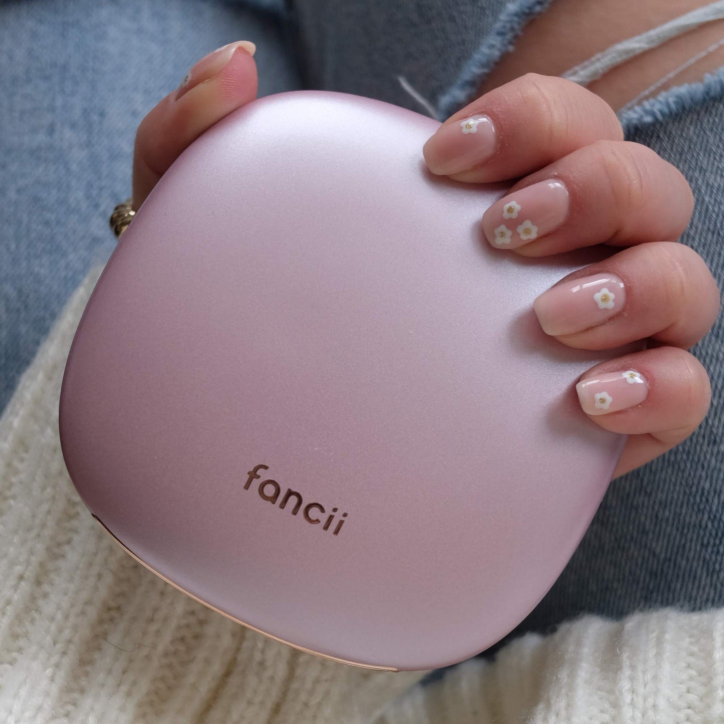 Fancii Compact Makeup Mirror with Natural LED Lights, 1x/ 10x Magnifying - Rechargeable, Portable, Lighted 4” Hand Mirror for Travel and Purses, Mila (Berry Crush)