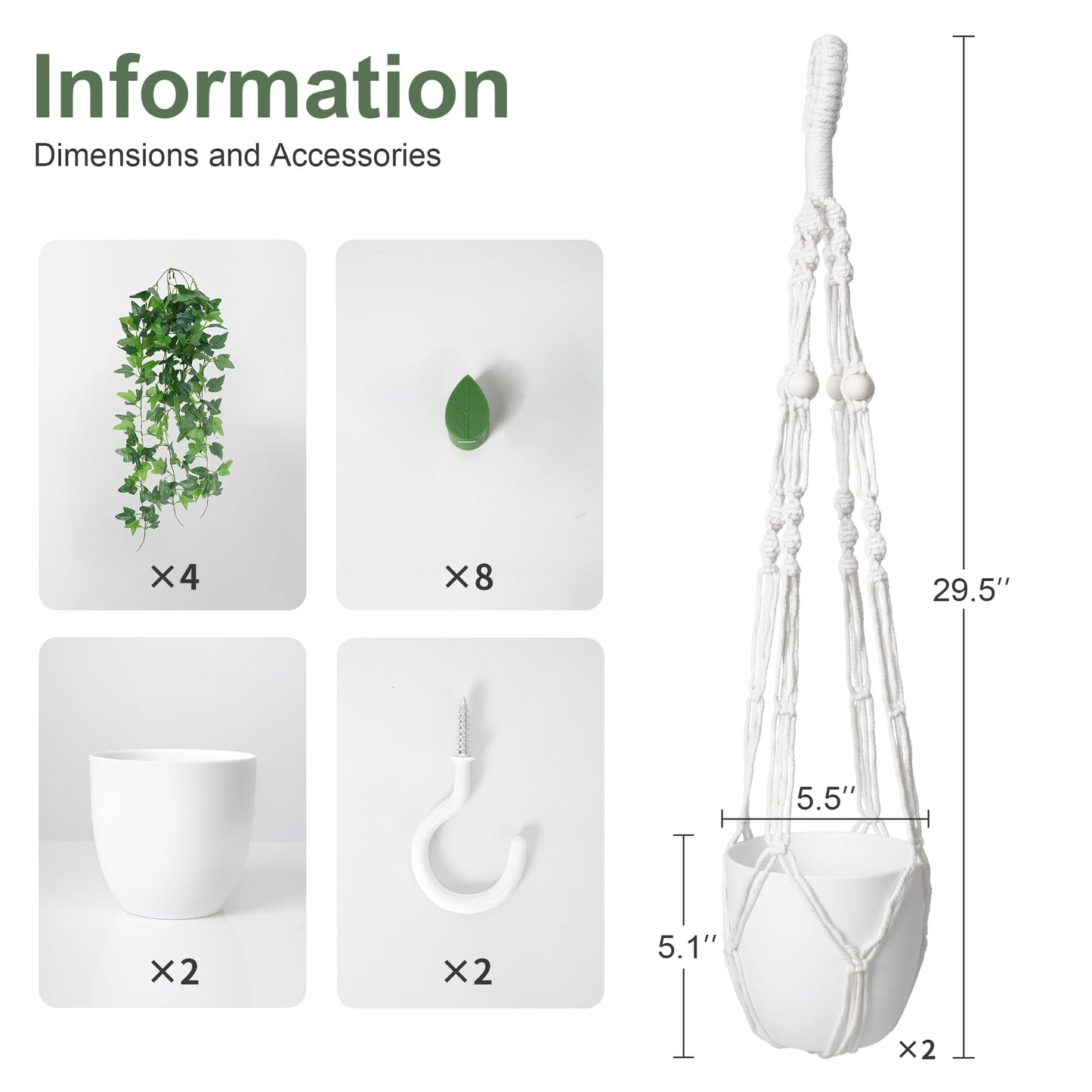 DREAMLOOM 2 Packs Fake Hanging Plants with Pots, Artificial Ivy Hanging Plants with Macrame Hanger for Indoor Decor, Fake Hanging Vines Faux Greenery for Home Kitchen Office