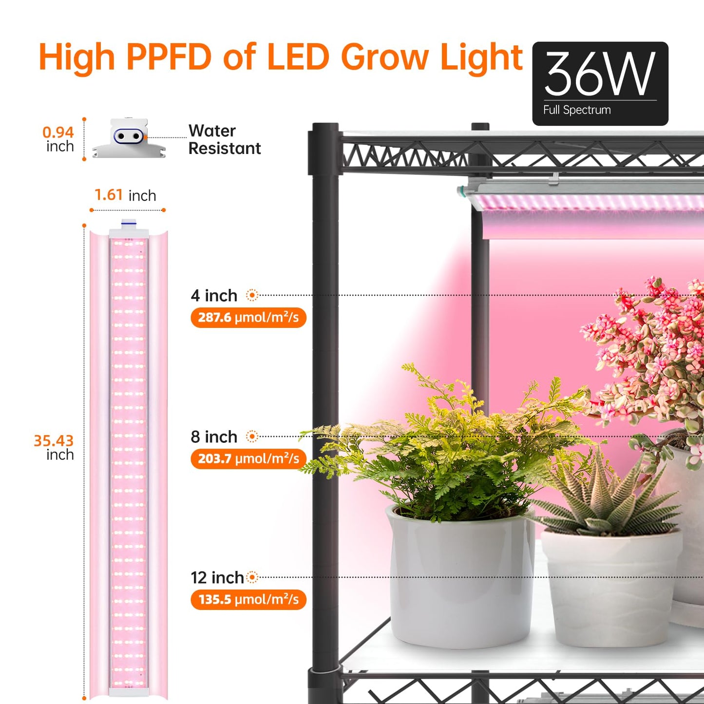 Bstrip Indoor Greenhouse with Grow Light, 5-Tier 47.2"x17.8"x71" Metal Plant Cabinet with Timer & Cover, 4 x 36W Full Spectrum LED Grow Light (3 Color Modes), Seed Starting Trays for Indoor Gardening