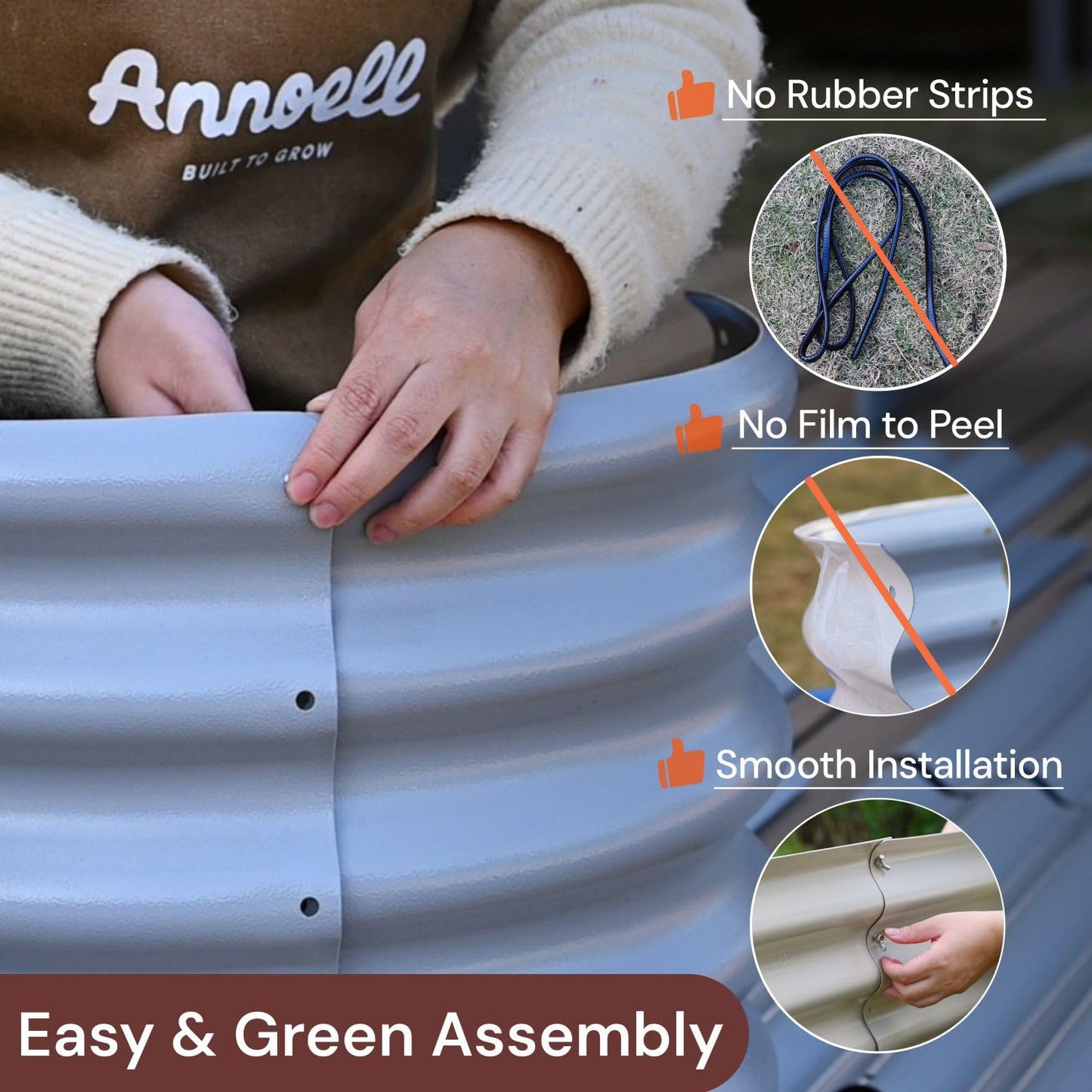 Annoell 6x2x1.5 ft Galvanized Raised Garden Bed, 18" Tall Metal Raised Planters for Outdoor Plants, Vegetables, Herbs, Above Ground Raised Garden Bed Kit for Small Space Gardening - Moss Green