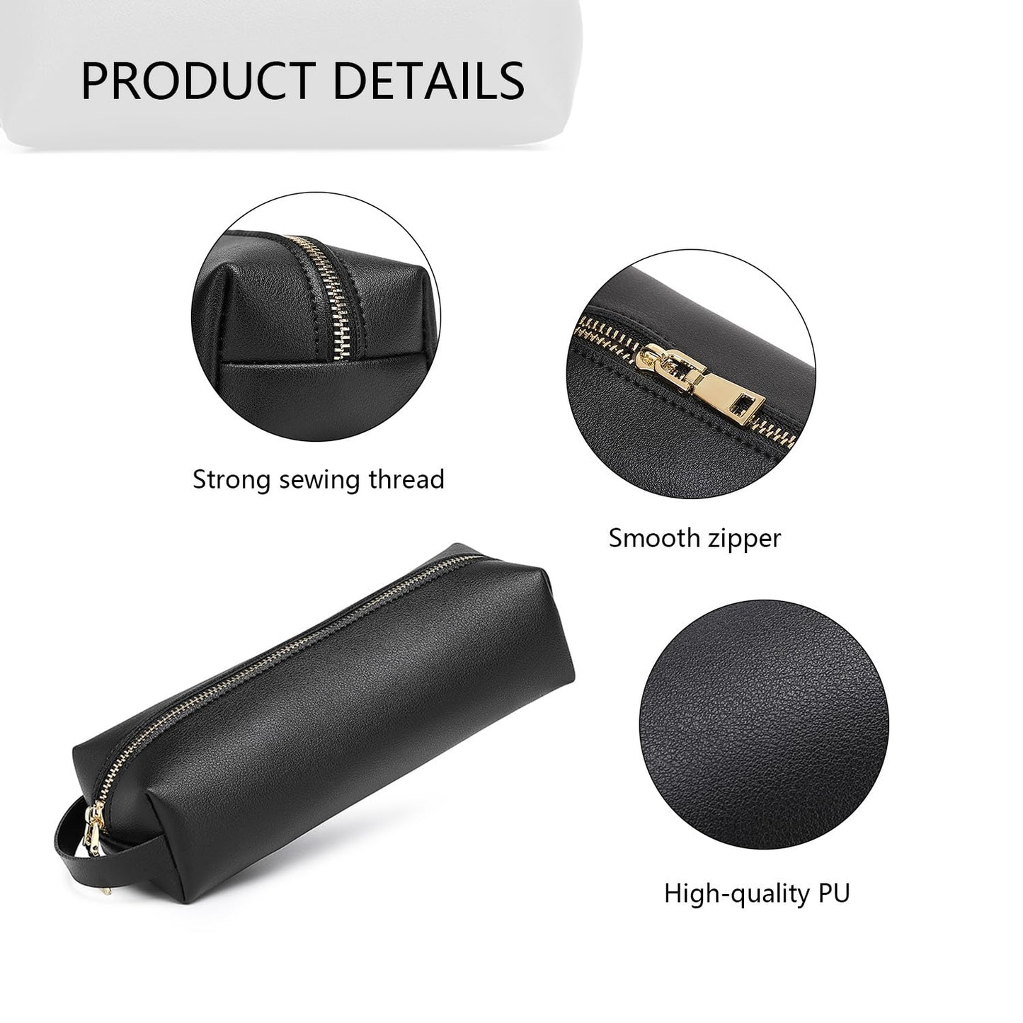 YONBEN Pencil Case Soft School Pencil Pouch Bag for Easy Carry Stylish and Durable (Beige,Faux leather)