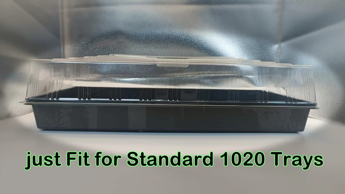 RooTrimmer 10 Pcs Humidity Dome, Plastic Clear Seed Starter Dome 1020 Tray Covers Humidifying and Insulating for Greenhouse Germination and Garden Growing (21.5"×11.5", 3.15" Height, 10-Pack)
